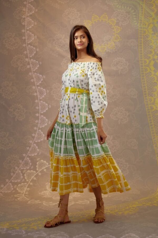 Green and Yellow Adila Dress