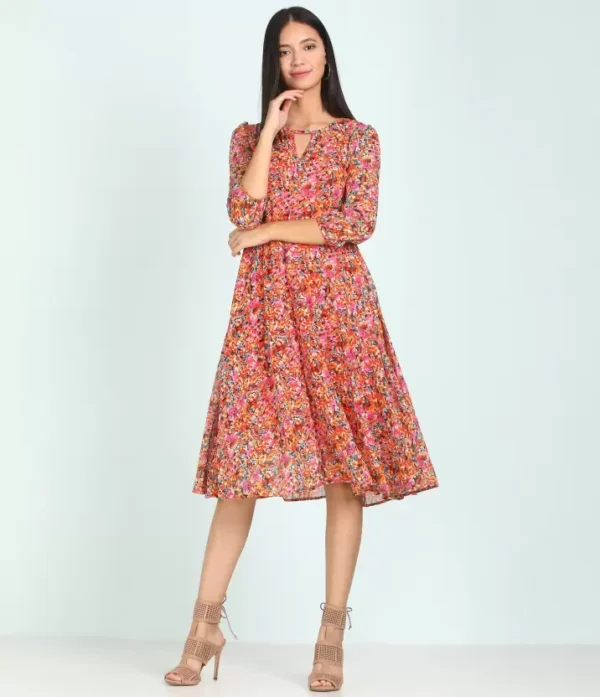 Women Fit and Flare Multicolor Dress